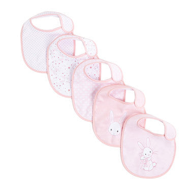 Baby Cotton Bibs - 5 Pack (Pink)