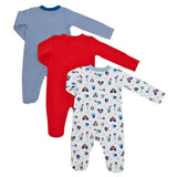 Boys Printed Sleepsuits - Pack Of 3 (Navy)