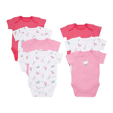 Girls Printed Bodysuit - 7 Pack (Baby Pink)