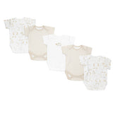 Unisex Short-Sleeved Bodysuits - Pack Of 5 (Cream)